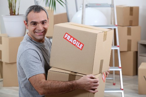 Boxes and furniture being prepared for Battersea storage pricing estimate