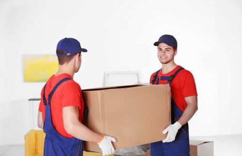 Storage staff checking safety procedures at Battersea Storage