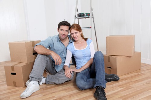 Residents using mobile self storage Battersea for moving